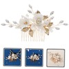 CAXUSD Elegant Ceramic Flower Hair Comb Hair Accessory for Wedding