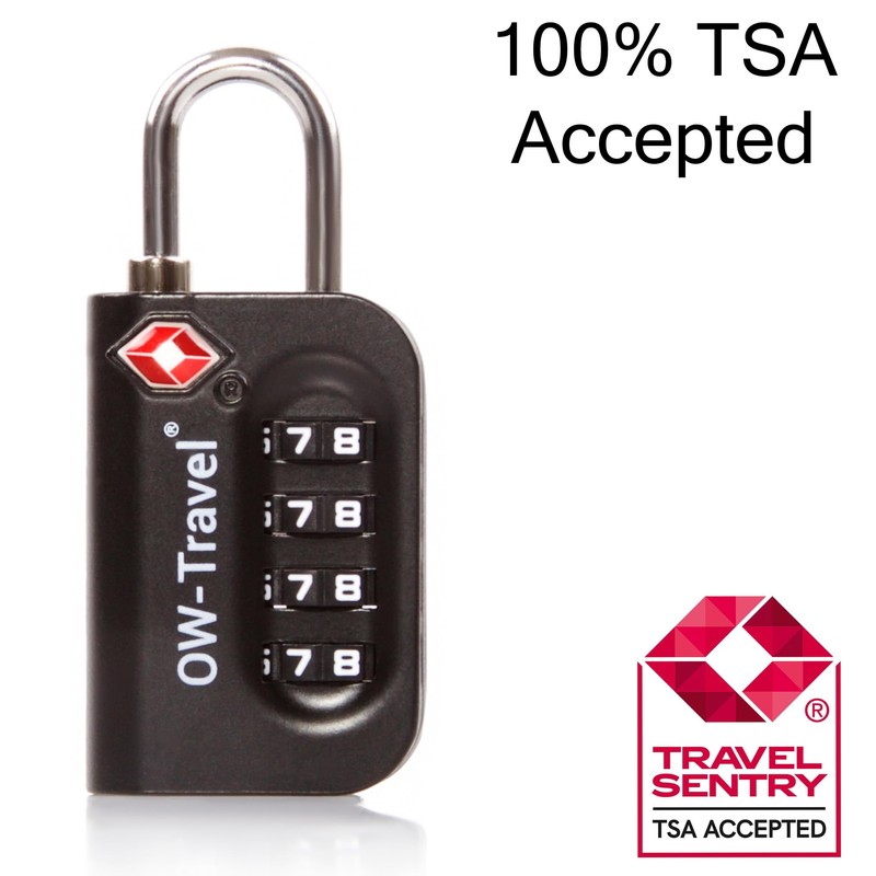 OW-Travel Luggage Locks TSA Approved (3 Pack Black) 4 Digit