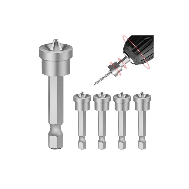 KornaDoz 5pcs 50mm PH2 Magnetic Drywall Screw Setter Bit Set,