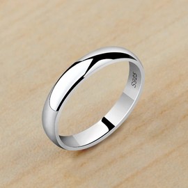 Meixao Unisex Solid 925 Sterling Silver Highly Polished Wedding Ring 4mm Band In Sizes J-Z (V)