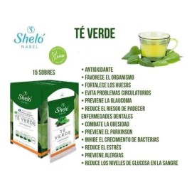 Té Verde Con Limón, Natural S339 Shelo Nabel 15 Sobres 10g.