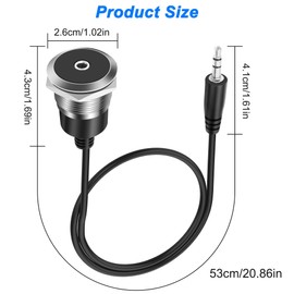 XMSJSIY 3.5mm TRS Panel Mount Audio Cable 1/8" TRS to Threaded Round 3.5mm Jack Female to Male Headphone Extension Cable Embedded Fixed AUX Audio Adapter for Laptop Microphones - 50CM/1.64FT (Male)