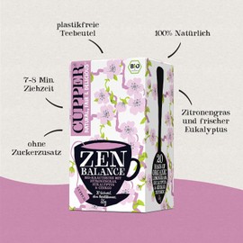 CUPPER Organic Herbal Tea "Zen Balance", 4 x 20 Unbleached Tea Bags, Environmentally Friendly, Fair Trade, Pack of 4