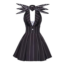 ZIUFVML Jack Dress Costume Women's Nightmare Cosplay Black Striped Jack Christmas Dress S