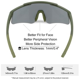 FOCUHUNTER Tactical Airsoft Glasses Anti Fog with 3 Interchangeable Lenses, Tactical Eyewear for Shooting, UV400 Protection (Green Frame)