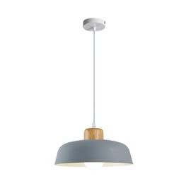 Hnexsei Metal Pendant Light Fixture, Modern Macaron Color Ceiling Hanging Lamp, Nordic E26 Simple Light for Kitchen Island Dining Room Loft Bar (Grey), Gray