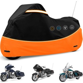AUTOLION Heavy Duty 420D Oxford Motorcycle Cover Storage Pouch Fits Harley Road King, Road Glide, Street Glide, Electra Glide, Heritage Classic, Low Rider ST, Fits Motorcycles Up to 107"