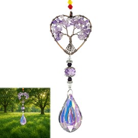 Sun Catchers for Windows,Tree of Life, Natural Quartz Healing Chakra, Spiritual Gifts for Women, Crystals Hanging Pendant, Rainbow Maker, Crystal Suncatcher, Home Garden Car Decor Ornament