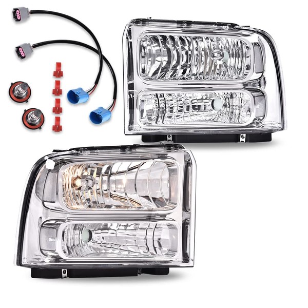 DOTCOM Headlights Assembly Compatible with 99-04 Ford F250 F350 F450