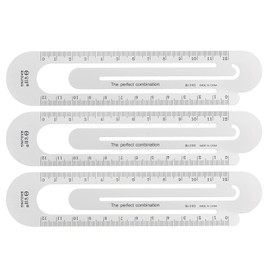 sourcing map 3pcs Straight Ruler 12cm Metric Aluminum Alloy Ruler Scale on Both Sides Hollow Paper Clip Design Bookmark Measuring Tool for Children Study Classroom Office, Silver Tone