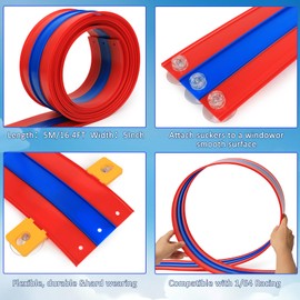 16.4ft Race Car Track, 3-Lane Flexible Race Track for Kids Compatible with Diecast 1/64 Scale Cars with 6 Metal Toy Racing Cars, Portable Rolls Up Race Tracks with Strong Suction Cups (Red)