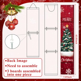 Chitidr Christmas Porch Sign for Front Porch Wooden Standing Vertical Porch Sign Rustic Christmas Front Porch Decor for Farmhouse Door Porch Decoration, 42" H