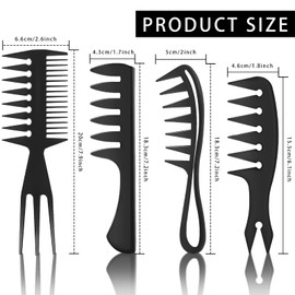 Aphrordity 4 Pcs Styling Comb for Men Pompadour Hairstyling Wide Tooth Comb for Curly Hair Slicked Back Hair Comb for Man Women Saloon Professional Hairstyle Comb