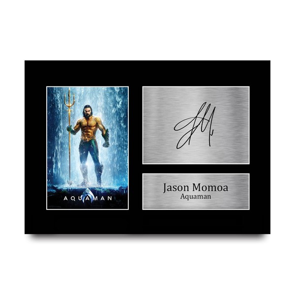 HWC Trading A4 Jason Momoa Aquaman Cadeaux Imprimé Signé Autographe Photo pour les fans de cinéma - A4