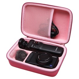L LTGEM Camera Case Compatible with Sony ZV-1F / ZV-1 / ZV-1 II Vlog Digital Camera, Tripod, Microphone and Vlogger Accessory Kit, Magenta+Pink