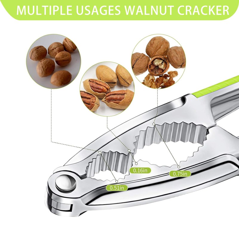 Nut Cracker, 2-Pack Stainless Steel Nutcracker with Non-Slip Handle, for