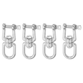 sourcing map Heavy Duty M5 Double Swivel Eye Hook, 304 Stainless Steel Ended Eye x Jaw Chain Swivel Shackle Ring Connector Load 130 KG/286 lbs for Hanging, Pack of 4