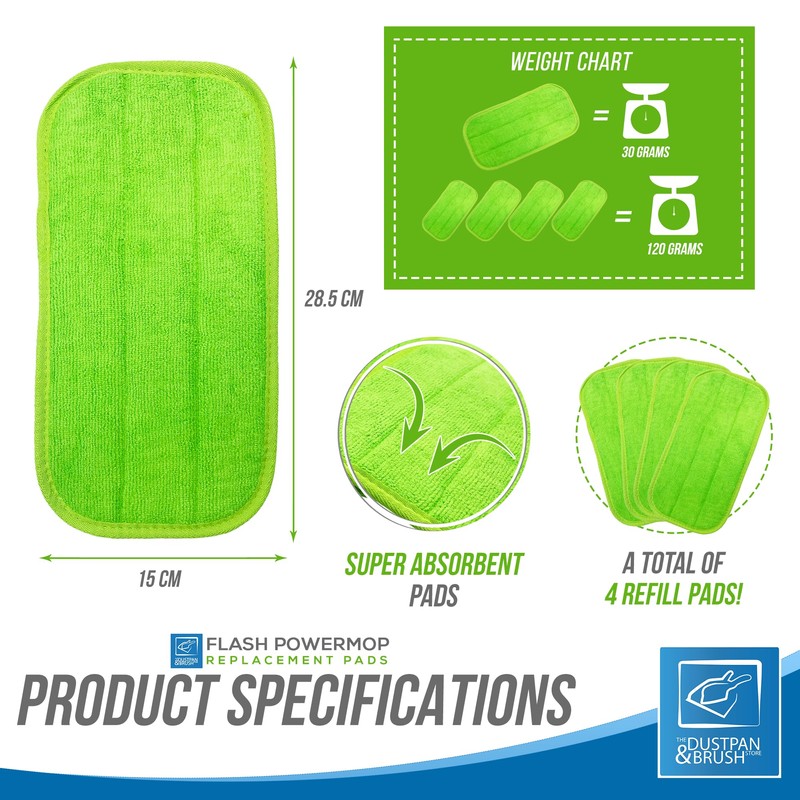 Reusable Microfibre Mop Pads Refills Compatible with Flash Power Mop,