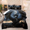 CCoutueChen Black Dragon Queen Comforter Set Galaxy Moon Bedding for