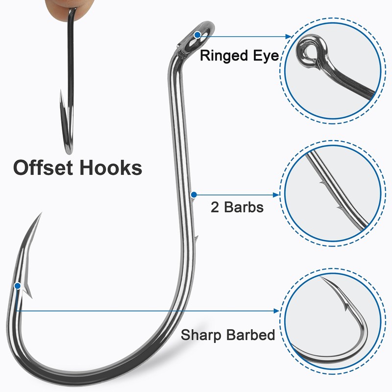 Octopus Fishing Hooks-100pcs Barbed Baitholder Hooks High Carbon Steel Offset