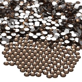 NCB NCB 2000pcs Flatback Round Glass Nail Art Rhinestones Crystal for DIY Making Accessories Shoes, Clothes, Face Art, Bags, Manicure (Smoked Topaz, SS12 2000pcs)