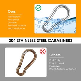 KATUMO M7 Heavy Duty Snap Hooks, 2.75 inch Carabiner Clip Quick Link, 418LBS Holding Capacity Stainless Steel Spring Clips for Hanging Hammock Climbing Hiking Traveling Camping Indoor & Outdoor