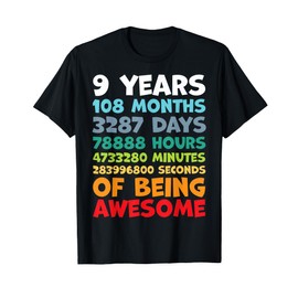9 Year Old BDay Decorations Son Boy 9yr 9th Birthday T-Shirt