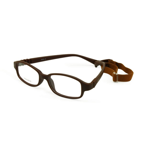 Gafas para niños y niñas, montura de gafas ópticas con correa, tamaño 49-16,6-8 años sin tornillo, gafas flexibles de una pieza para niños con cordón