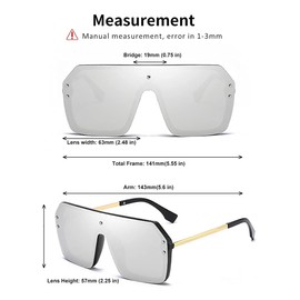 Dollger Oversized Sunglasses for Women Men Classic Trendy Flat Top Sunglasses UV400 Protection Silver