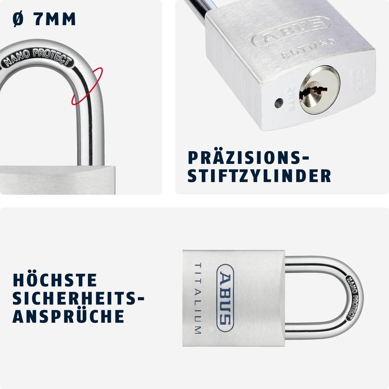 ABUS 80ti/40 40mm Titalium Padlock Keyed KA8012