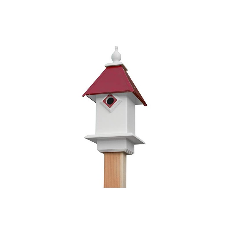 Wing & A Prayer Classic Bluebird House with Merlot Red