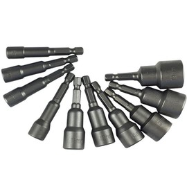 10 PCS Magnetic Nut Driver Bit 6-19mm 1/4" Hex Socket Set Power Drill Bits Tools
