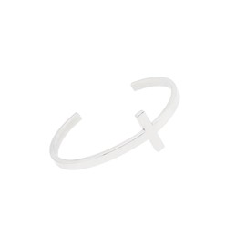 JSEA S-Womens Stainless Steel Sideways Cross Bracelet Cuff Bangle Black Silver Gold