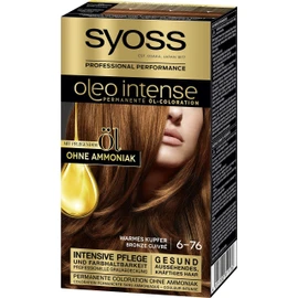 Syoss Oleo Intense Permanent Oil Colouration Hair Colour, 6-76 Warm Copper with Nourishing Oil and Ammonia Free, Pack of 3 (3 x 115 ml)