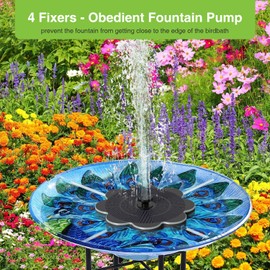 SZMP Solar Fountain Work On Cloudy Day, 2000mAh Bird Bath Fountains Upgraded Glass Panel 7 Nozzle & 4 Fixer, Solar Powered Water Fountain for Pool, Garden, Pond, Outdoor