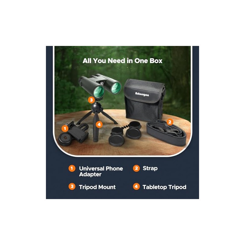 Adorrgon 15x45 HD Binoculars for Adults High Powered with Phone