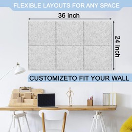 Cork Boards for Walls 6 Pack Felt Bulletin Board for Photos Pin Board with Pins 30x30cm Notice Boards for Home School Office (Silver Grey)