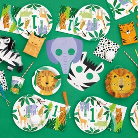 Unique Party Paper Plates - 18cm - Animal Safari Party - Pack of 8, Multicolour, 73924