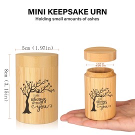 RIPFEVURN Small Urns for Human Ashes Keepsake 3 Inch Tree of Life Mini Cremation Urns for Ashes Adult Female Male Bamboo Scattering Tubes Urns for Ashes Holder for Women Men（Always）