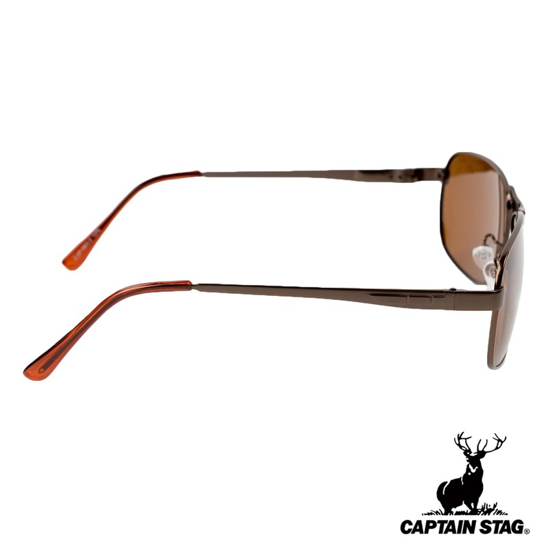 [キャプテンスタッグ] サングラス 偏光 メンズ サングラスケース付き ステンレススチール ブラウン CSP-003-2-EH-72