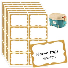400 Pcs Gold Name Tags,2 x 3 Inch Name Tag Stickers with Gold Border Blank Stickers,Self-Adhesive Name Badges Labels for Teachers, Home, Party,Conference Attendees,Office Staff Bulk Pack