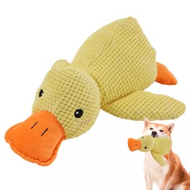 Tasmegol Yellow Calming Duck Toy for Dogs Plush Mellow Puppy Aggressive Chewers