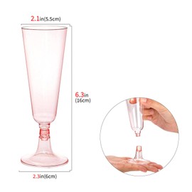 Biiange Pink Plastic Wine Glasses 12 Pack Disposable Champagne Flutes Ideal for Parties Weddings Picnics New Years Eve Party Supplies for Celebration