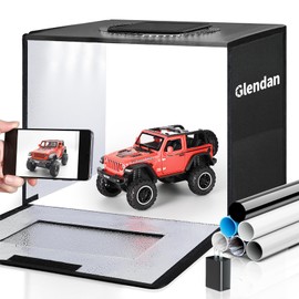 Glendan Portable Light Box Photography, 16"x12" Professional Dimmable Photo Box with 112 High Color Rendering Index LED Lights & 8 Color PVC Backdrops for Jewelry and Small Item Product Photography