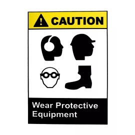 Festaprint Caution Wear Protective Equipment Business Security Warning PVC Sign Size 12x18"
