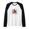Charming Red Robin Cherry Blossom Branch with Cute Design Raglan
