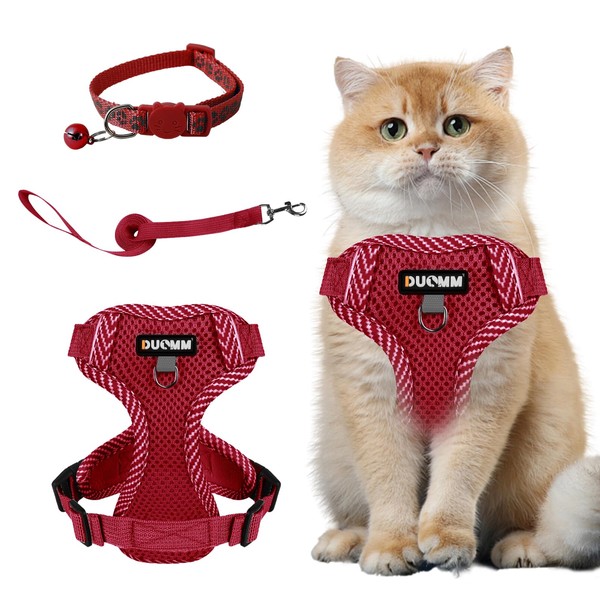 Muecleao Cat Harness and Lead Set, Adjustable Kitten Harness and