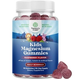 Kids Magnesium Gummies - Calm Relaxing Mg Citrate Supplement with Raspberry Flavor - Calm Magnesium Supplement for Nerve Health Muscles & Healthy Hear