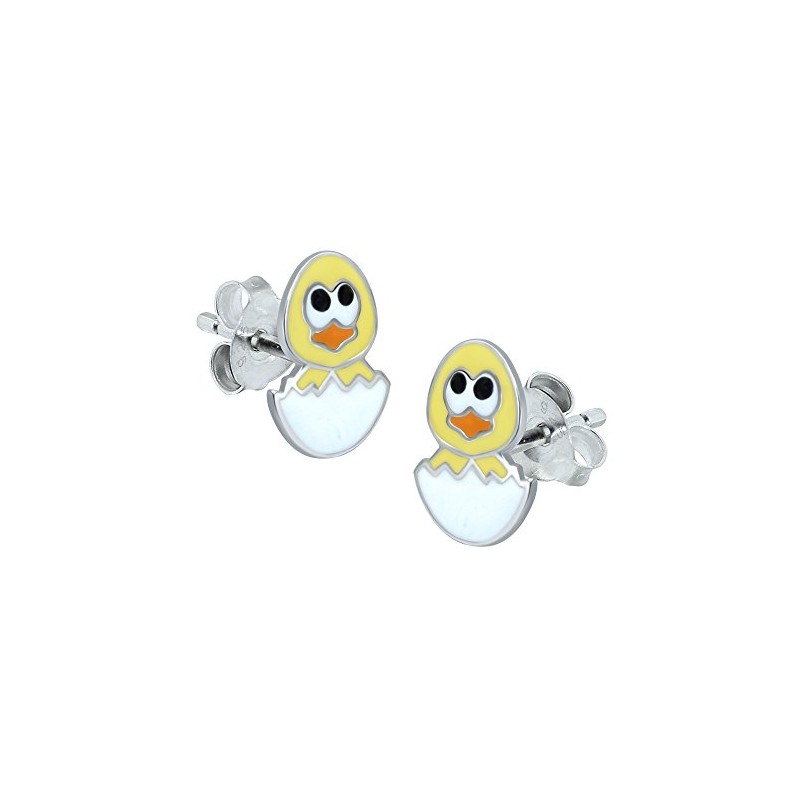 Chicken Earrings - Sterling Silver - Yellow Easter Gift