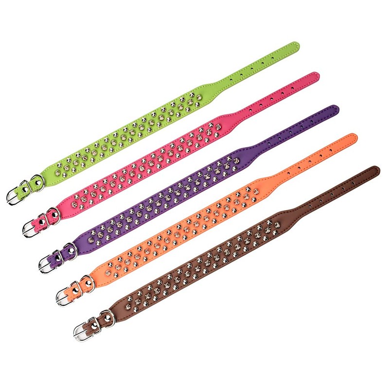 Aolove Mushrooms Spiked Rivet Studded Adjustable Pu Leather Pet Collars